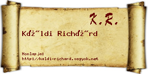 Káldi Richárd névjegykártya